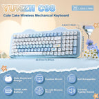 YUNZII Teclado mecánico inalámbrico C98 Cute Cake (azul, interrupto...