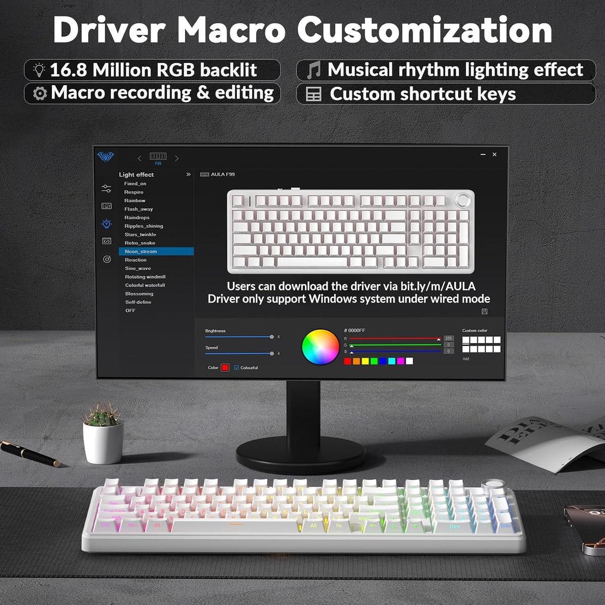 AULA F99 Pro Teclado Mecánico Inalámbrico - Versión Silenciosa, BT5...