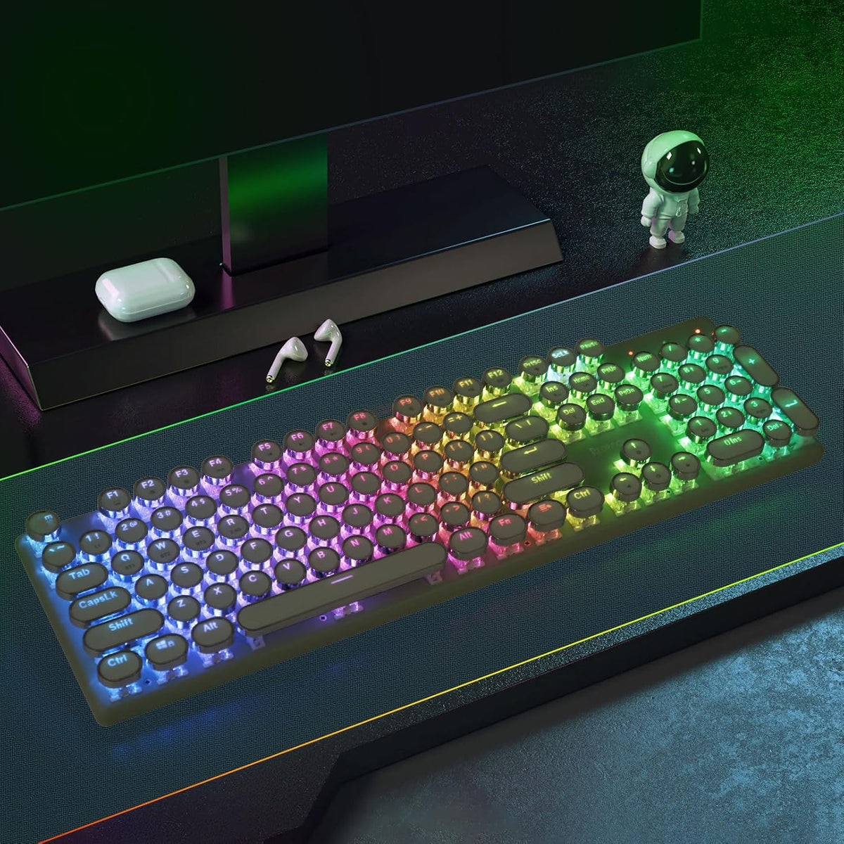Redragon Teclado mecánico inalámbrico para juegos K710, color verde...