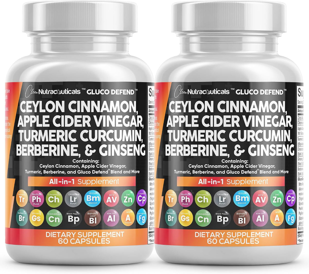 Clean Nutraceuticals Cápsulas de canela de Ceilán + berberina, cúrc...