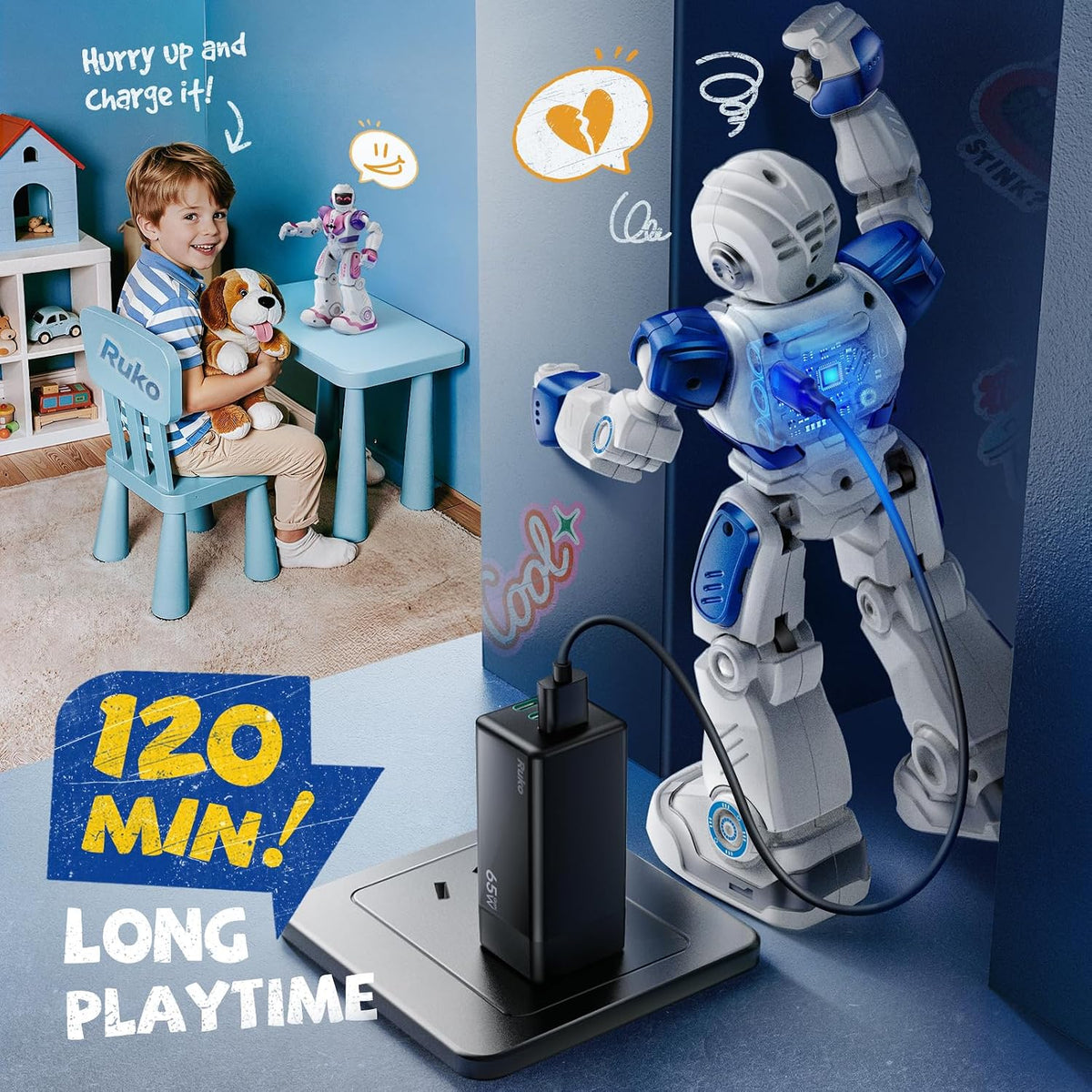 Ruko 6088 Robot programable para niños de 3 a 6 años, azul clásico...