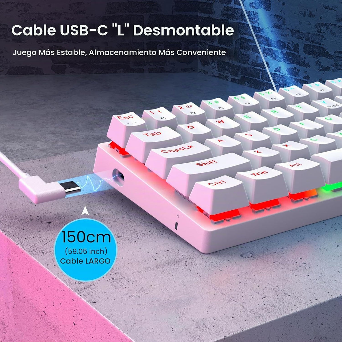 Teclado mecánico atado con cable del juego del 60% con los interrup...