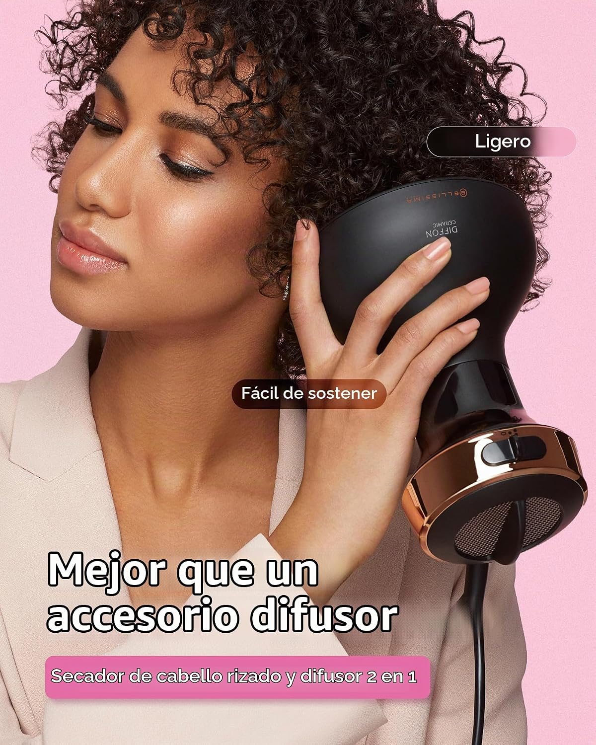 Bellissima Diffon Secador de pelo con difusor cerámico para cabello...