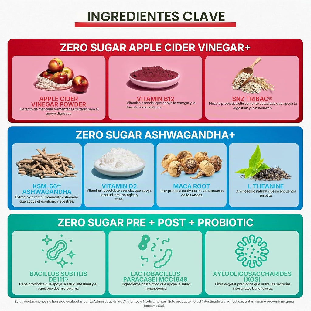 Goli Zero Sugar Trio - El Primer 3-en-1 Pre, Post, Probiótico del M...