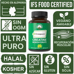 Creapure creatina monohidrato 180 cápsulas de alta pureza alemana h...