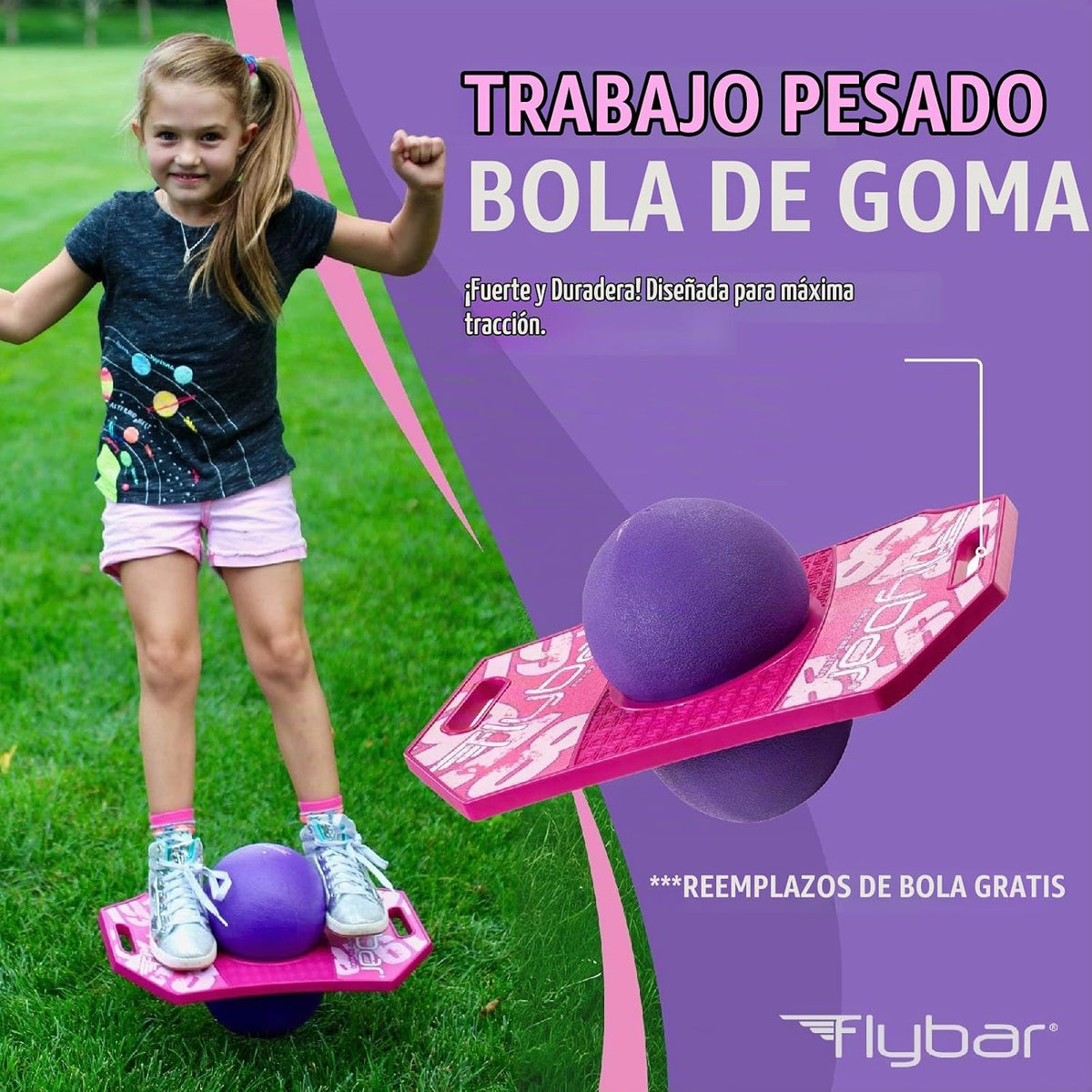 Flybar Pogo - Pelota de truco para niños, tabla de rebote de equili...