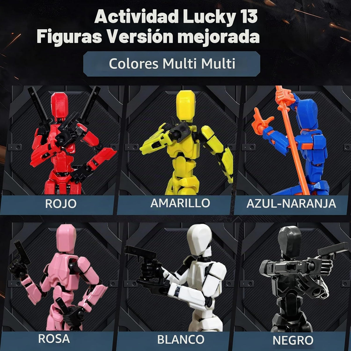 Juego de 6 figuras de acción T13 (ensamblaje completado), muñeco mó...