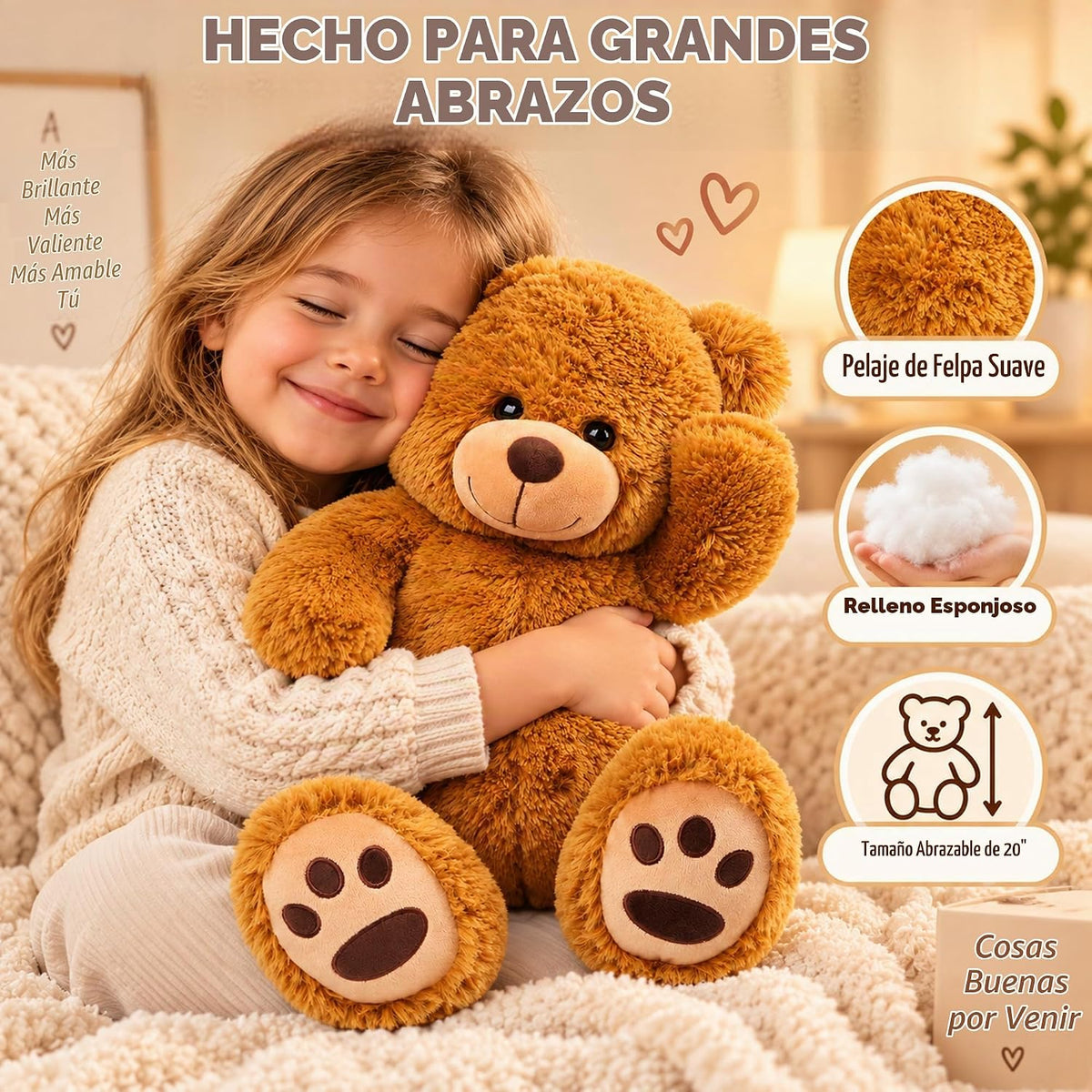LotFancy Teddy Bear - Peluche de peluche suave de 20.0 in, color ma...