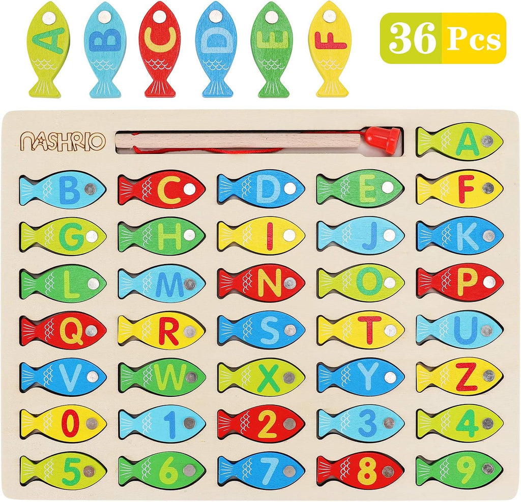 Juguete Magnético de Pesca de Madera para Niños Pequeños, Juegos de...
