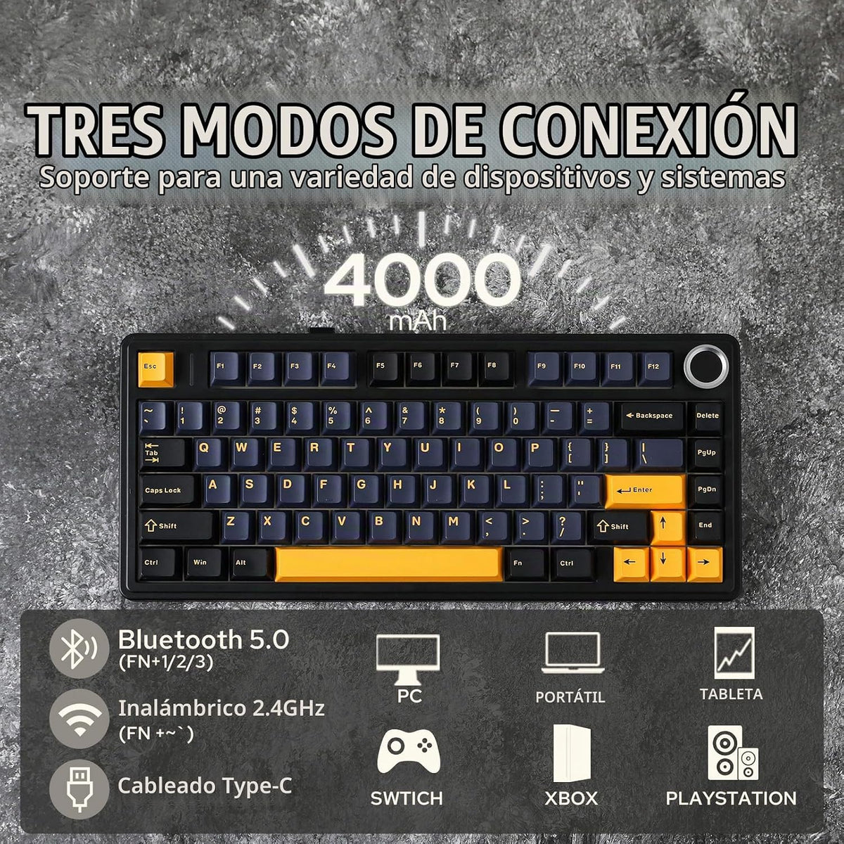 EPOMAKER x Aula F75 - Teclado mecánico con junta, 75% inalámbrico i...