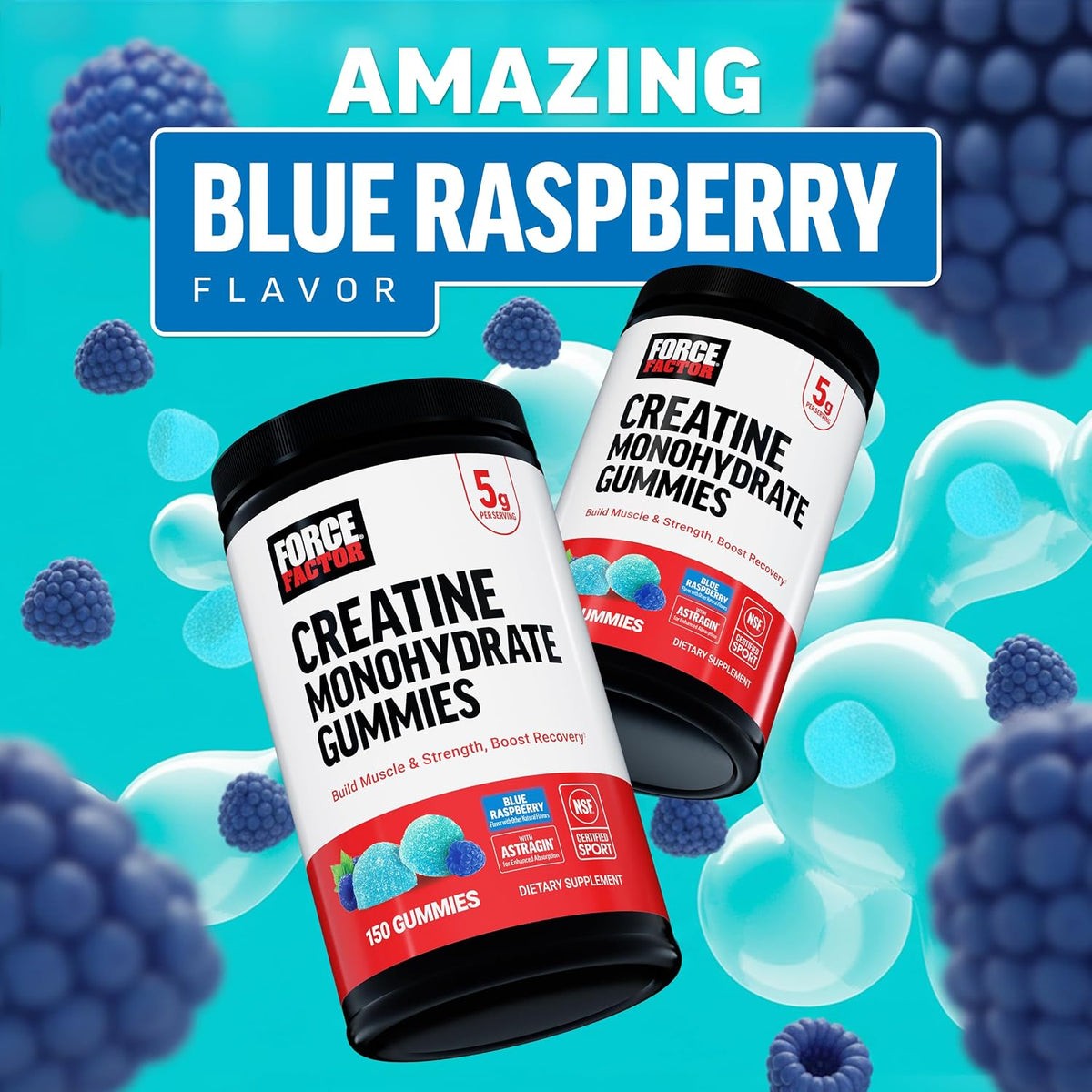Force Factor Creatina Monohidrato Gomitas, Certificado NSF | Dosis...