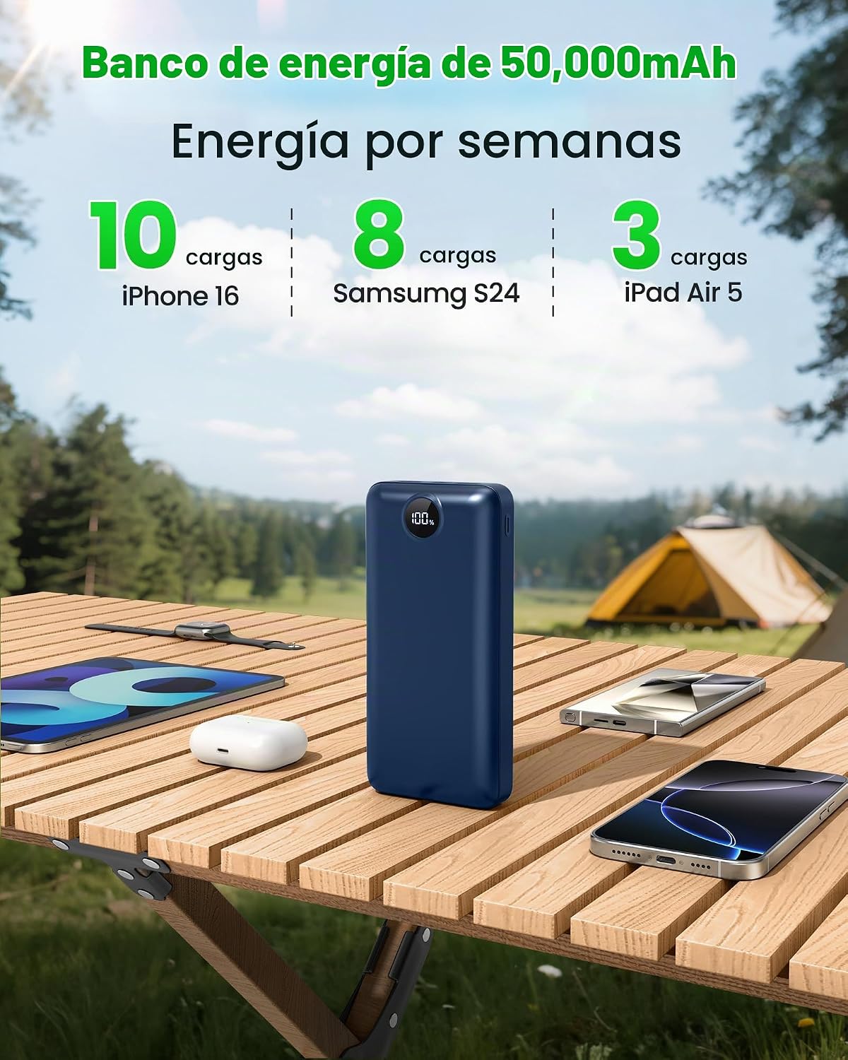 Cargador portátil Power Bank 50000mAh 22.5W Batería de carga rápida...
