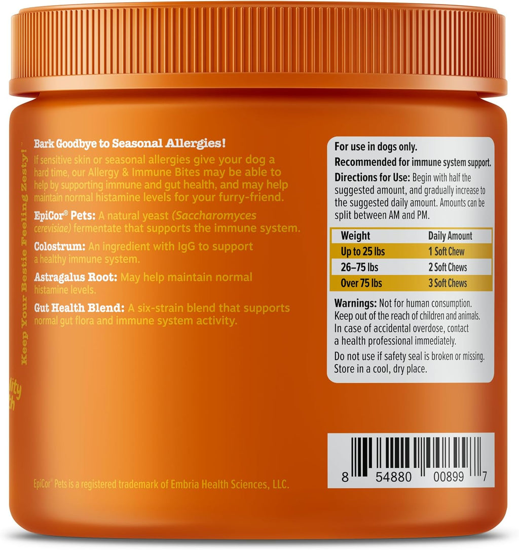 Zesty Paws Masticables para aliviar la alergia de perros, probiótic...