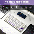 YUNZII AL80 75% Teclado mecánico inalámbrico de aluminio (Beige, Ga...