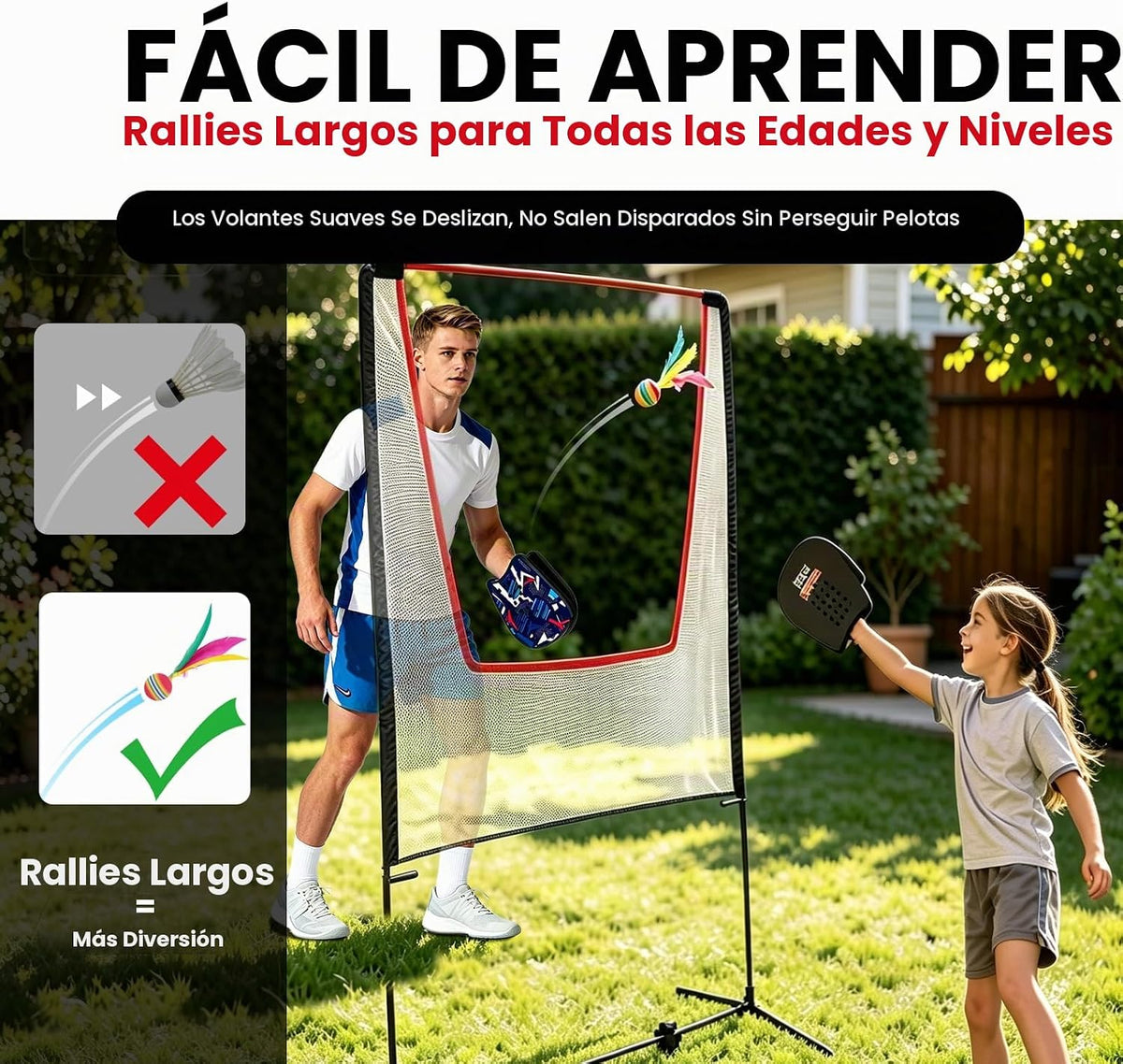 BACKYARD ALL-STARS Juego de remo con red, portátil para interior\/e...
