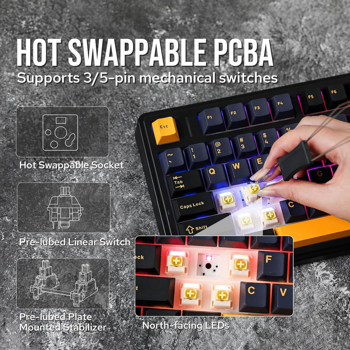 EPOMAKER x Aula F75 - Teclado mecánico con junta, 75% inalámbrico i...