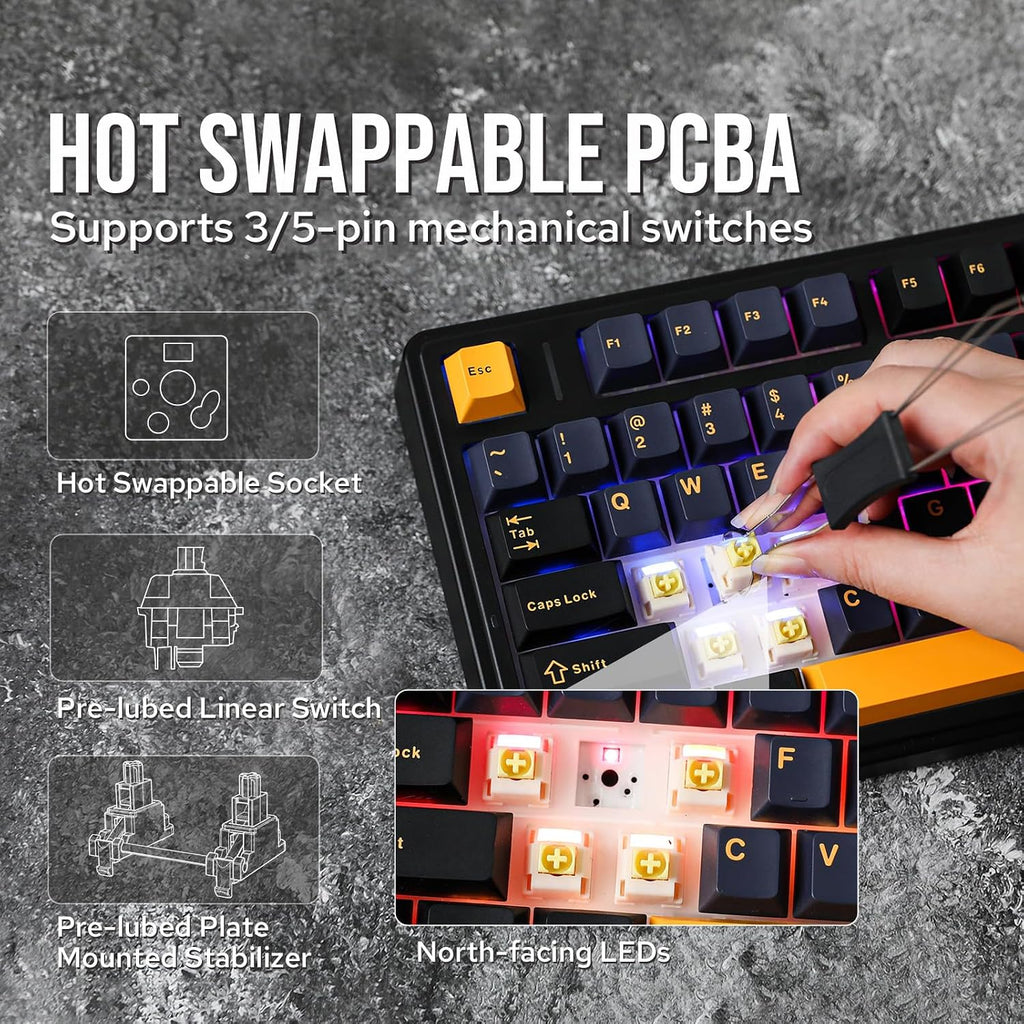EPOMAKER x Aula F75 - Teclado mecánico con junta, 75% inalámbrico i...