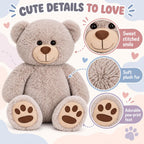 LotFancy Teddy Bear - Peluche de peluche suave de 20.0 in, color gr...