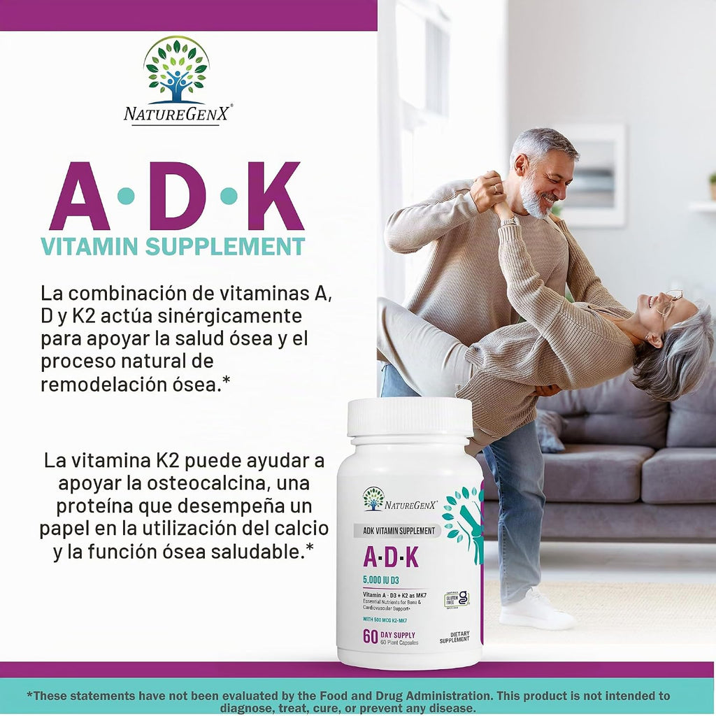 NatureGenX ADK Suplemento vitamínico \u2013 Salud ósea mejorada con...