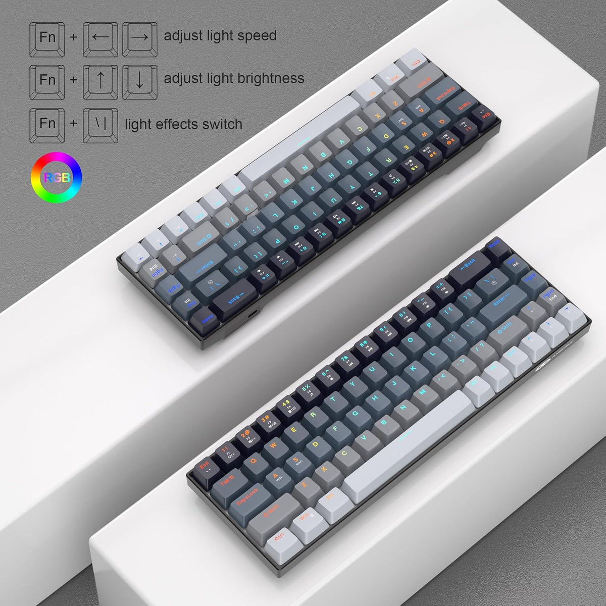 MageGee Teclado portátil 60% mecánico para juegos, retroiluminado R...