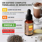 Paquete de 2 gotas orgánicas de vitamina D3 K2 con aceite MCT Omega...
