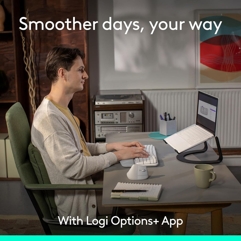 Logitech Wave Keys & Lift Vertical Mouse Combo ergonómico inalámbri...