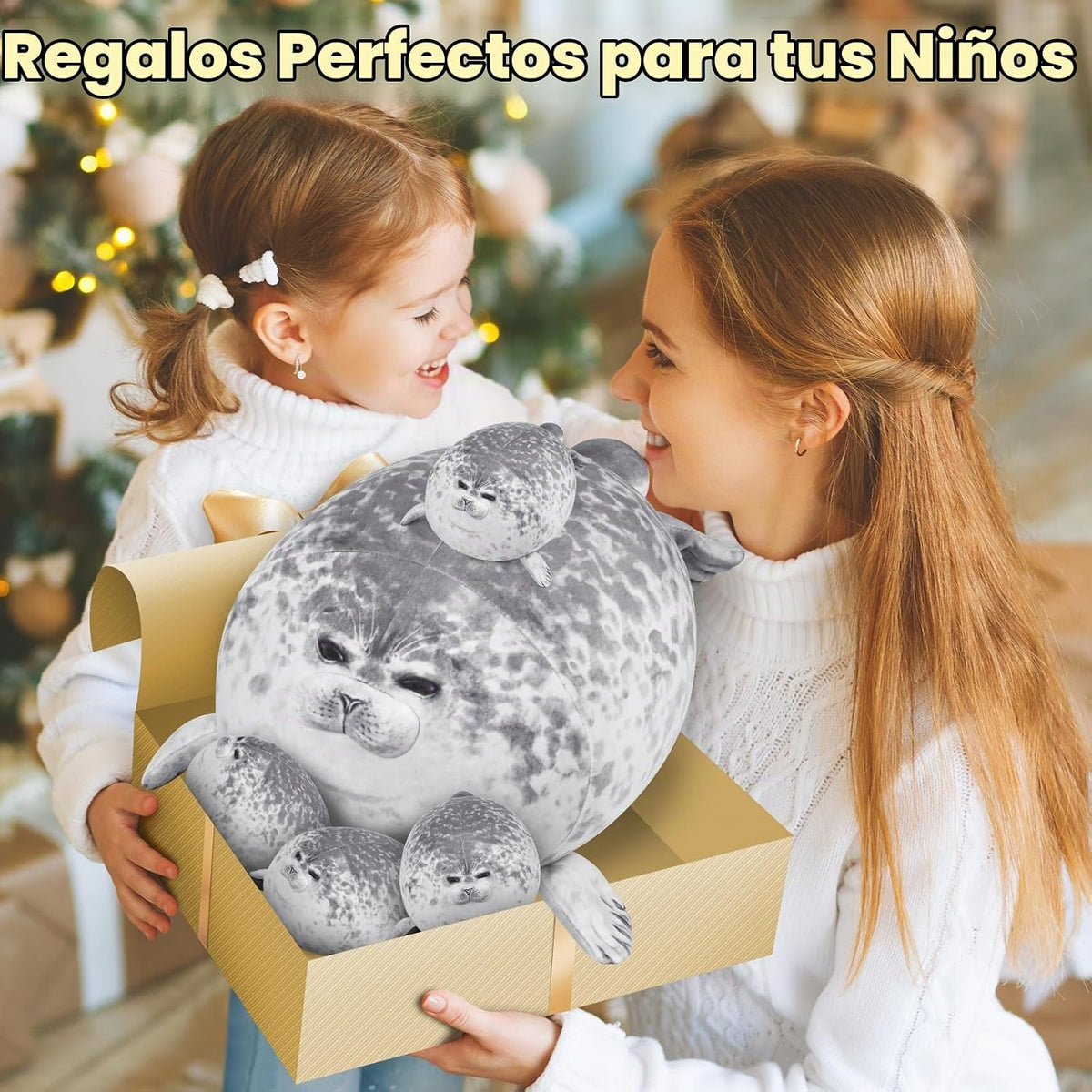 KMUYSL Mamá Peluches con 4 Bebés, Peluche para Niños, Foca | Sello...