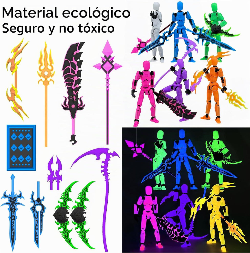 [Paquete de 6] Titan 13 Figuras de acción, 3D impreso T Dummy 13 An...
