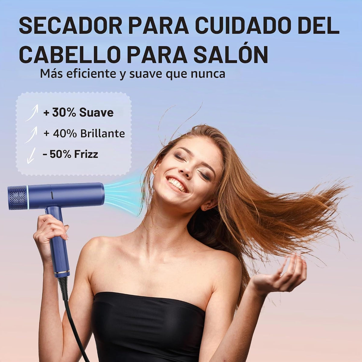 Secador de pelo iónico con difusor y concentrador, secadora profesi...