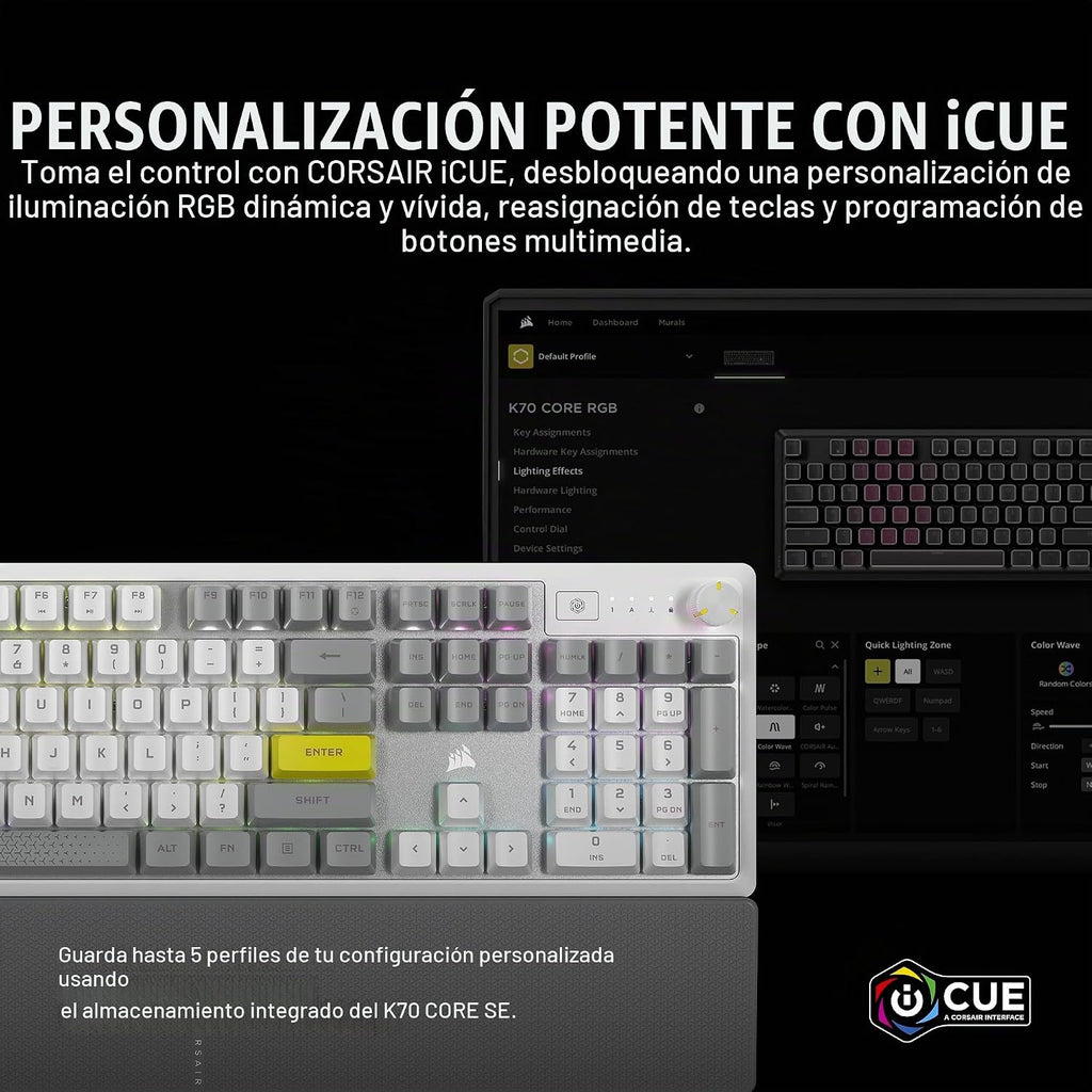 Corsair K70 CORE SE RGB Teclado mecánico con cable para juegos con...
