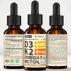 (Paquete de 2) Gotas Orgánicas de Vitamina D3 K2 con Aceite MCT Ome...