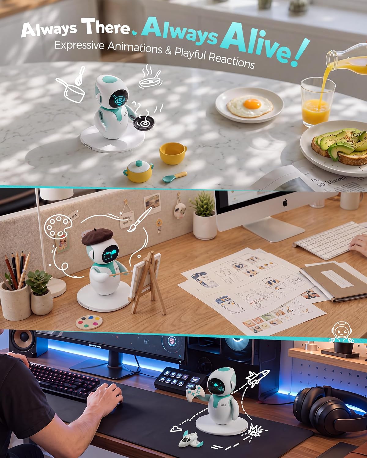 ENERGIZE LAB Eilik \u2013 Lindas mascotas robot para niños y adulto...