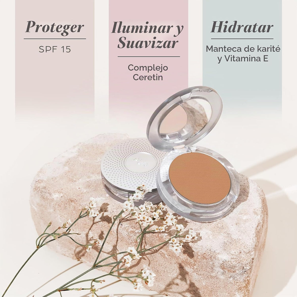 Base de maquillaje mineral prensada 4 en 1 PÜR con SPF 15