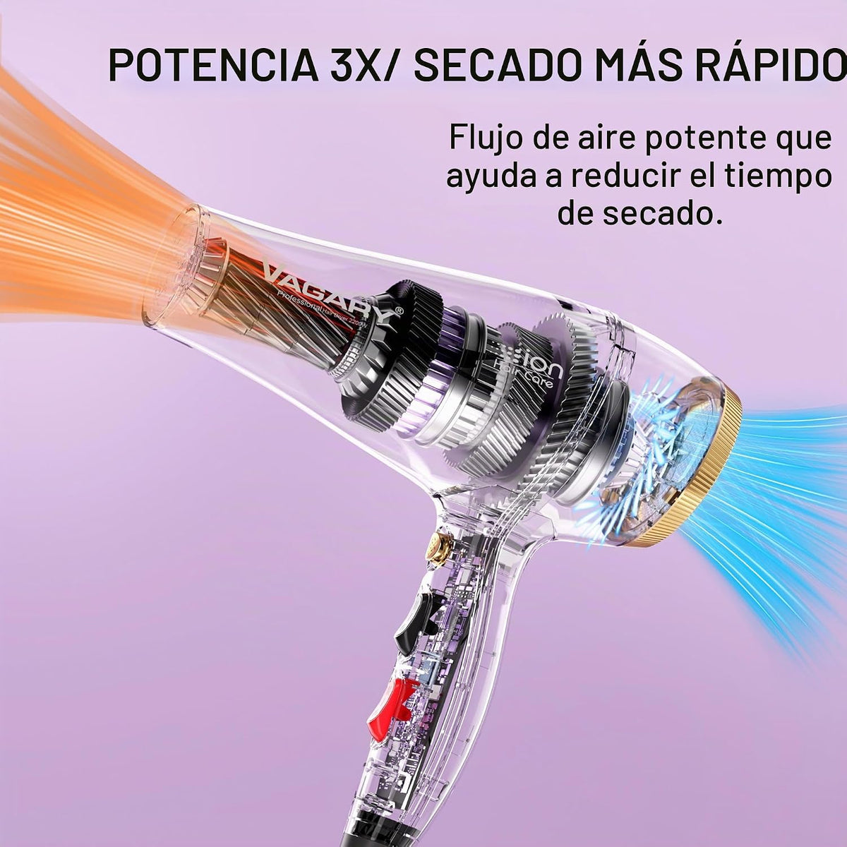 VAGARY Secador de pelo con concentrador difusor, 2200 W profesional...