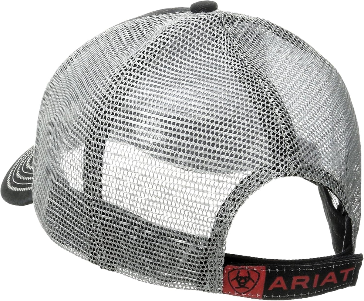 Ariat Sombrero de malla para hombres negro rojo gris