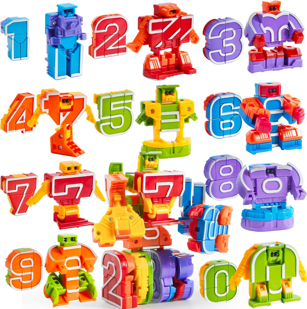 JOYIN 10 piezas de robots de números, robots numéricos, juguetes de...