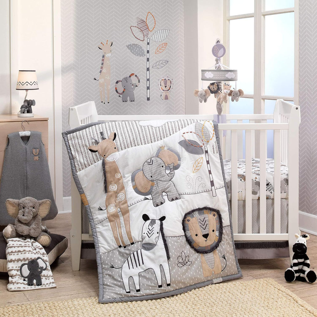 Lambs &amp; Ivy Jungle Safari Grey Plush Elephant Peluche Animal Ju...