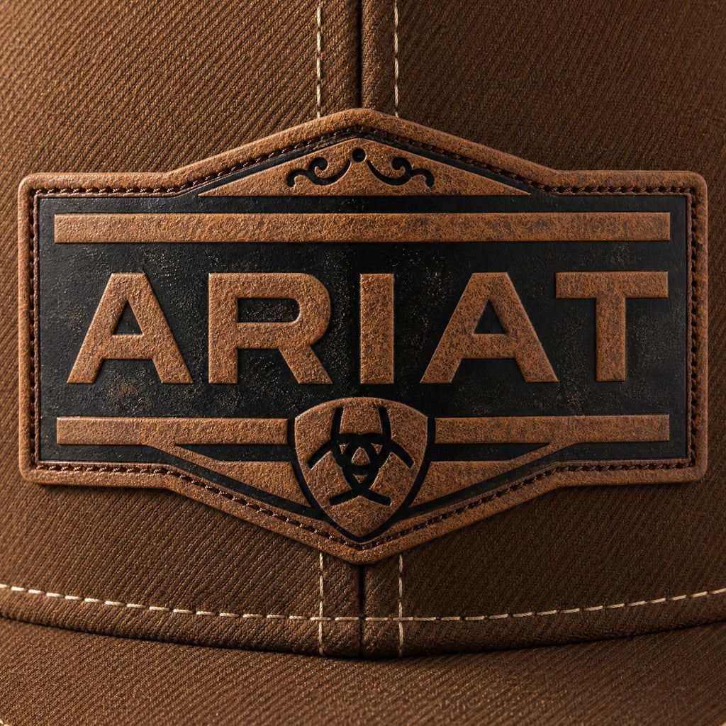 Ariat Sombrero de malla para hombres negro rojo gris