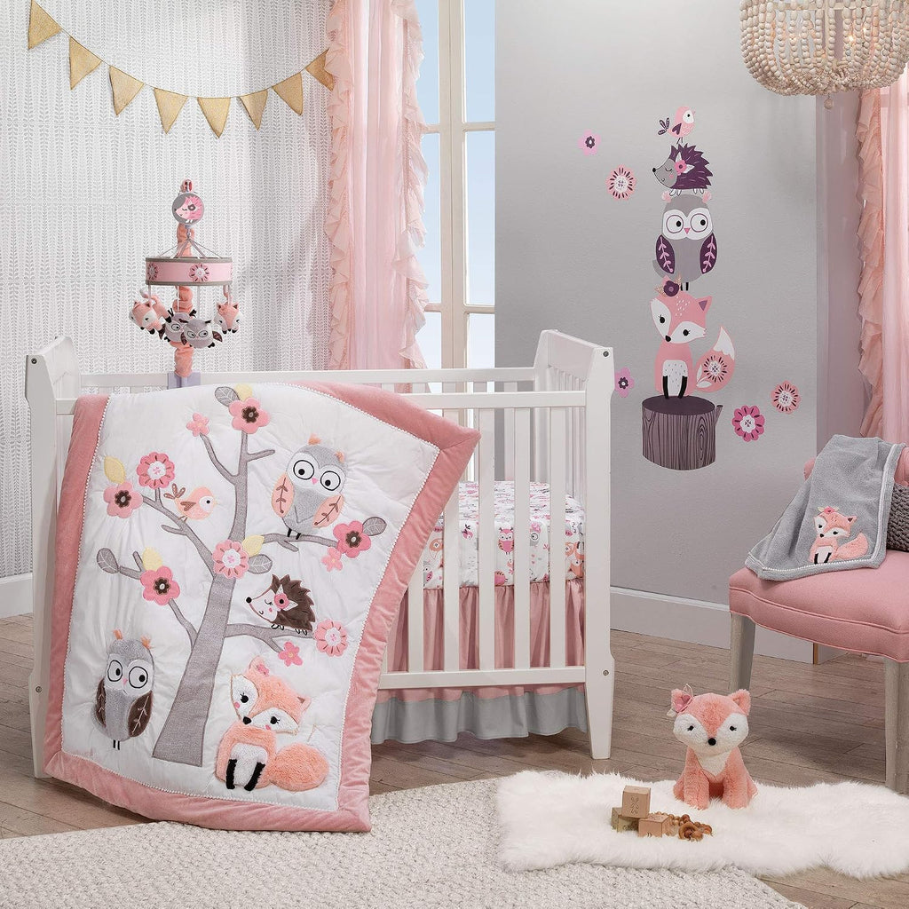 Lambs &amp; Ivy Friendship Tree - Peluche de zorro del bosque rosa,...