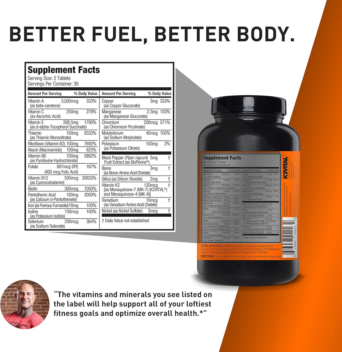 Vita JYM Daily Multivitamínico y mineral de apoyo para hombres y mu...