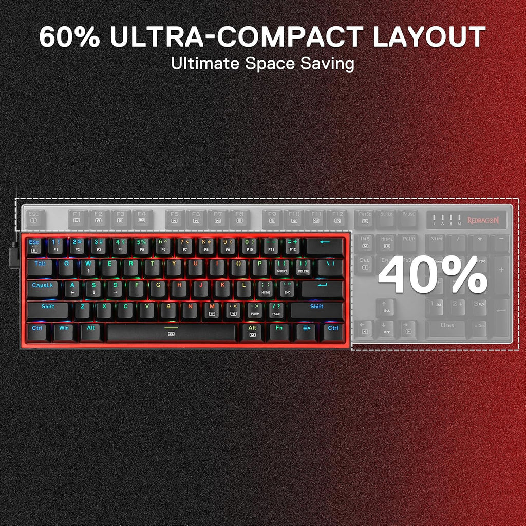 Redragon CB201 - Combo de teclado y mouse para juegos, 61 teclas K6...